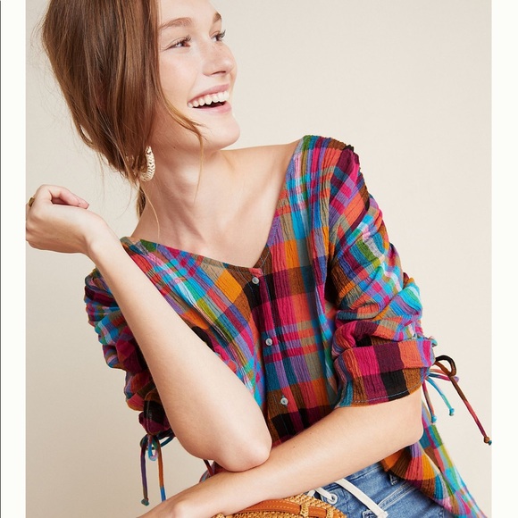 SOLD Anthropologie Maeve Amelia Plaid top new sm 🌟🌟 - Picture 9 of 9